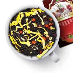 Чай черный "Изысканный коктейль" Черный чай с ягодами рябины, боярышника, шиповника с лепестками подсолнуха, облаченными в нежнейший клубнично-сливочный аромат. 973