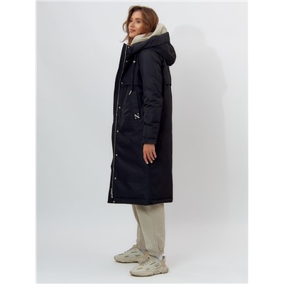 Пальто утепленное женское зимние черного цвета 112210Ch