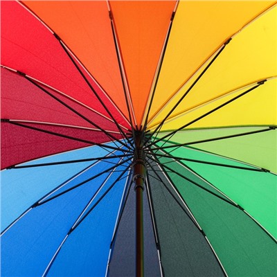 Зонт - трость полуавтоматический «Радуга», 16 спиц, R = 61 см, разноцветный