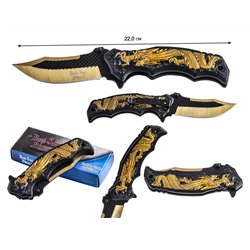 Нож с драконом Dark Side Blades Spring Assisted DS-A058 Gold (США) (Уникальный шанс купить редкий дизайнерский нож от производителя. Ограниченное количество по входящей цене!) №1099