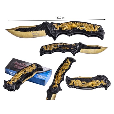 Нож с драконом Dark Side Blades Spring Assisted DS-A058 Gold (США) (Уникальный шанс купить редкий дизайнерский нож от производителя. Ограниченное количество по входящей цене!) №1099