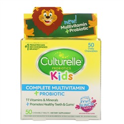 Culturelle, Kids Complete Multivitamin + Probiotic, Natural Fruit Punch Flavor, 50 Chewable Tablets