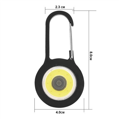 Трехрежимный светодиодный COB-фонарик на карабине (черный) - Ударопрочный корпус не боится падений с высоты человеческого роста. Фонарик обладает высокими характеристиками пыле/влагозащиты. Сбалансированный вариант для походов, EDC-использования и активного отдыха