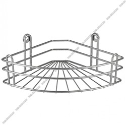 Полка настен, углов. (28х18 h10см) борт 3прута,дно-овал,+2крюч,хром,крепл.п/шуруп