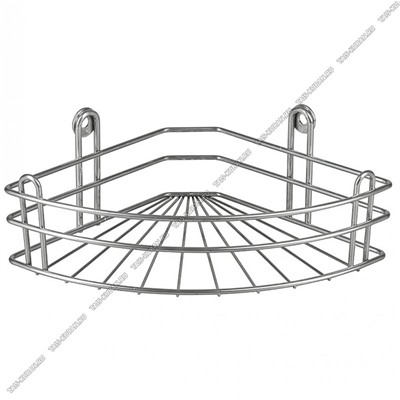 Полка настен, углов. (28х18 h10см) борт 3прута,дно-овал,+2крюч,хром,крепл.п/шуруп
