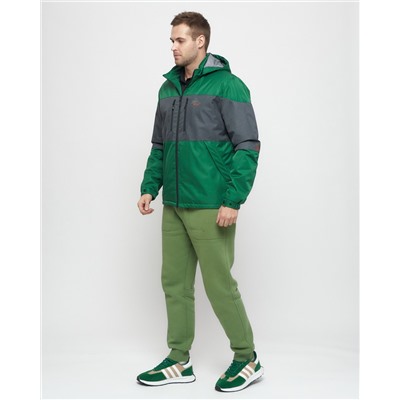 Куртка спортивная мужская с капюшоном зеленого цвета 8808Z