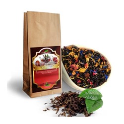 Чай черный "Барыня" Черный крупнолистовой чай с ягодами барбариса, клубникой, клюквой, рябиной, красной смородиной и сладким карамельно-клубничным ароматом.