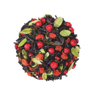 Чай черный "Солнечные ягоды" Индийский крупнолистовой чай с ягодами малины, клубники, вишни, листьев брусники и лепестками василька, с замечательным ароматом лесных ягод
