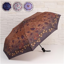 Зонт полуавтоматический «Весеннее настроение», ветроустойчивый, прорезиненная ручка, 3 сложения, 8 спиц, R = 48 см, рисунок МИКС