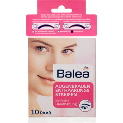 Balea Enthaarungsstreifen Augenbrauen 20 Stück, 10 Paar (Балеа) Для бровей полоски для удаления волос, 10 шт