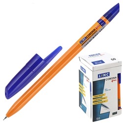Ручка шариковая синяя 0,7мм Corona Plus, чернила на масляной основе, оранжевый корпус
