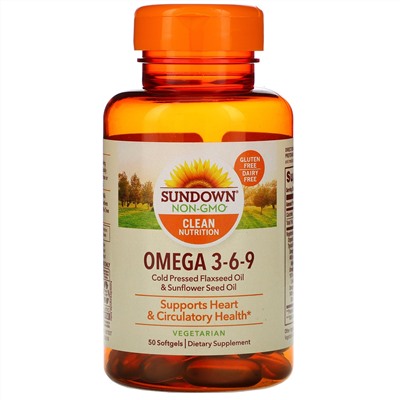 Sundown Naturals, Омега 3-6-9, 50 мягких таблеток