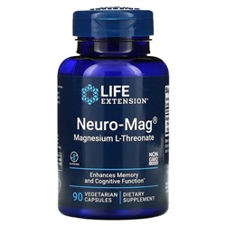 Лайф Экстэншн, Neuro-Mag, L-треонат магния, 90 вегетарианских капсул
