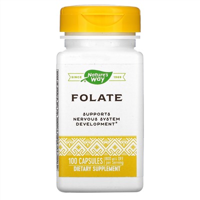 Nature's Way, Folate , 800 mcg, 100 Capsules