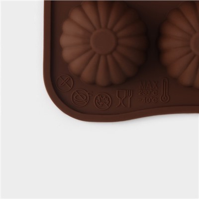 Форма силиконовая для шоколада Доляна «Ассорти», 21,5×10,4×1,5 см, 15 ячеек, цвет шоколадный