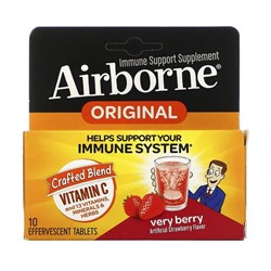 ЭйрБорн, добавка для поддержки иммунной системы, с ягодным вкусом, 10 шипучих таблеток