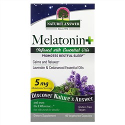 Nature's Answer, Мелатонин +, 5 мг, 60 вегетарианских капсул