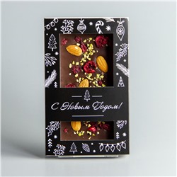 Тёмный шоколад с вишней, фисташками и миндалём, новогодняя коробочка #14