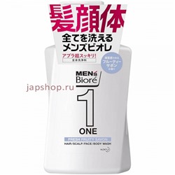 KAO Men's Biore ONE All-In-One Body Cleanser Fruity Мыло жидкое для тела, мужское, фруктовый аромат, 480 мл(4901301350121)