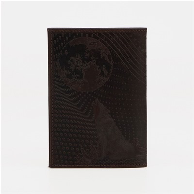 Обложка для паспорта, цвет коричневый, «Волк»