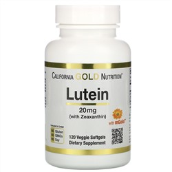 California Gold Nutrition, Лютеин с зеаксантином, 20 мг, 120 растительных мягких таблеток