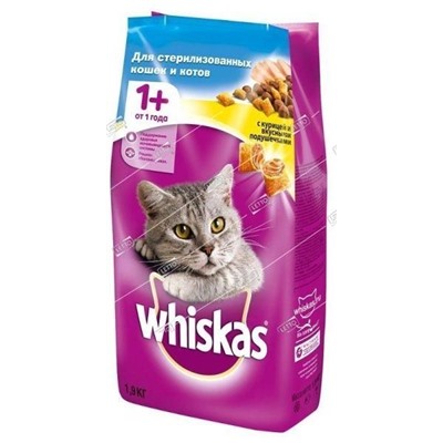 Whiskas корм для кошек стерилизованных подушечки Курица 1,9кг