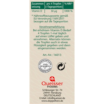 Doppelherz  Vitamin D3 2000 Tropfen, 9,2 ml Доппельгерц Витамин D3 в каплях