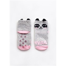 Носки детские для девочки CLE С001 12-14 меланж св.серый/розовый