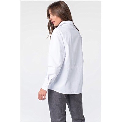 Рубашка классическая базовая с принтом из хлопка белая