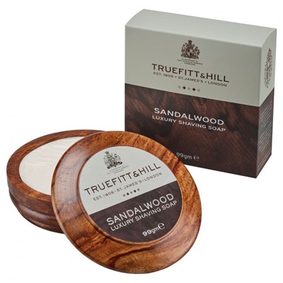 TRUEFITT  HILL Sandalwood Luxury Shaving Soap in Wooden Bowl  Роскошное мыло для бритья Sandalwood в деревянной миске