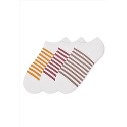 Набор укороченных женских носков в полоску, цвет охра/мокко/терракотовый