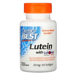 Doctor's Best, Лютеин с Lutemax 2020, 20 мг, 60 мягких таблеток