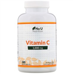 Nu U Nutrition, Витамин С, 1000 мг, 180 таблеток растительного происхождения