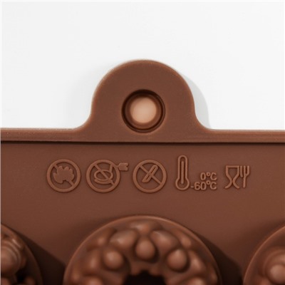 Форма силиконовая для льда и кондитерских украшений «Дольче», 15 ячеек, 20×11×1,8 см, цвет шоколадный