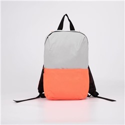Рюкзак текстильный с карманом, серый/оранжевый, 22х13х30 см