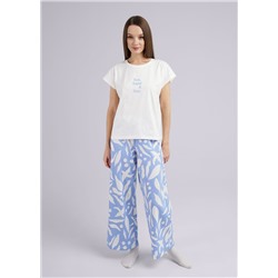 Пижама женская CLE LP24-1103/2 молочный/голубой