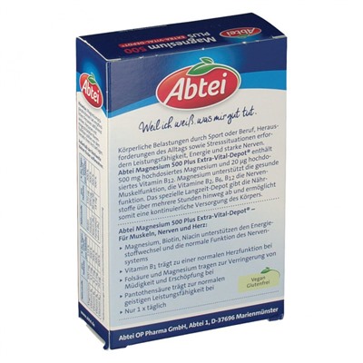 Abtei (Абтай) Magnesium 500 Plus Extra-Vital-Depot 42 шт