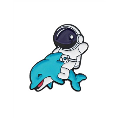 Металлический значок "Космонавт на дельфине"