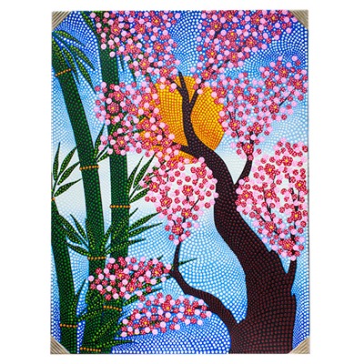 Картина маслом Весна Сакура Бамбук 60х80 см австралийская роспись