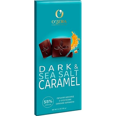 «OZera», горький шоколад Dark&Sea salt caramel, 90 г