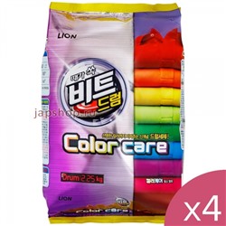 Комплект: 609339 CJ Lion Beat Drum Color Стиральный порошок для цветного белья автомат (мягкая упаковка), 2250 гр.х4шт.
