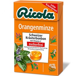Ricola (Рикола) Schweizer Krauterbonbons Box Orangenminze ohne Zucker 50 г