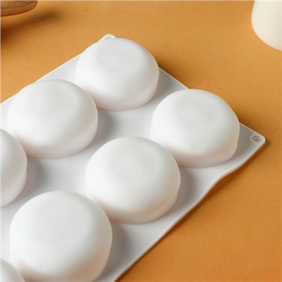 Форма силиконовая для выпечки и муссовых десертов KONFINETTA «Пуэнти», 30×18×3 см, 8 ячеек, ячейка 6,6×6,6×3 см, цвет белый