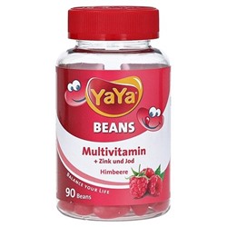 YaYaBeans Himbeere Multivitamin + Zink und Jod, Мультивитамины для детей с 4х лет с Цинком и Йодом со вкусом малины, 90 шт