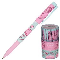 Ручка шариковая синяя 0,7мм FreshWrite Life Style. Pink dream, резиновый держатель, колпачок с клипо