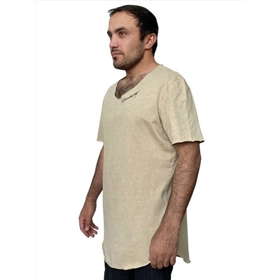 Мужская футболка с V образным вырезом от ТМ KSCY – приспущенная линия плеч – стильная бомба этого лета. Брутально и комфортно №258