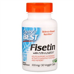 Doctor's Best, Физетин с Novusetin, 100 мг, 30 вегетарианских капсул