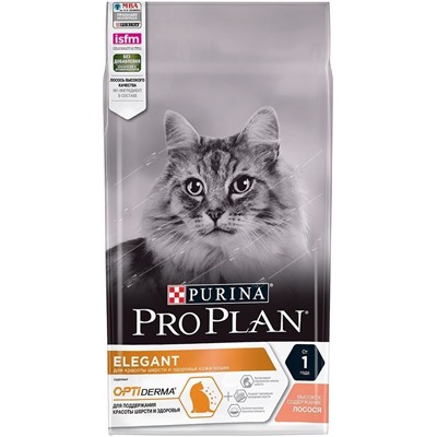 PURINA Pro Plan Elegant корм для кошек для поддержания красоты и здоровья кожи Лосось 1,5кг