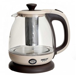 Чайник электрический 1100 Вт, 1 л DELTA LUX DE-1005 бежевый, фильтр для чая, функция поддержания температуры