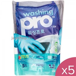 Комплект: 619888 CJ Lion Средство для мытья посуды Washing Pro, мягкая упаковка, 1200 мл. х 5 шт.